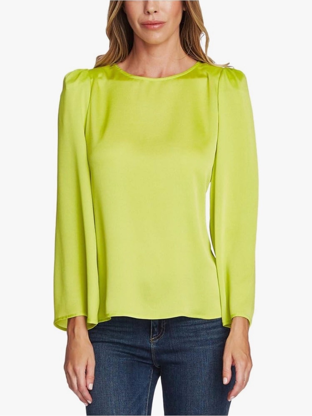 🍔Vince Camuto Lime Green Long-Sleeve Blouse size XL GUC